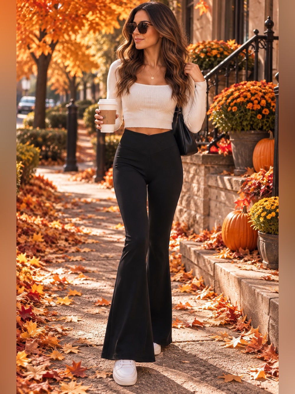 Offline by Aerie - Black High-Waist Flare Leggings - Crossover Waist - Sz M